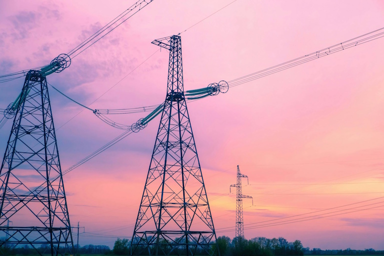 High voltage transmission tower erection